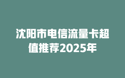 沈阳市电信流量卡超值推荐2025年