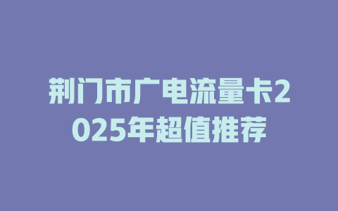 荆门市广电流量卡2025年超值推荐