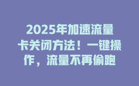 2025年加速流量卡关闭方法！一键操作，流量不再偷跑