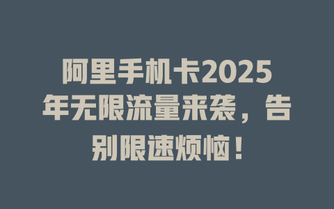 阿里手机卡2025年无限流量来袭，告别限速烦恼！