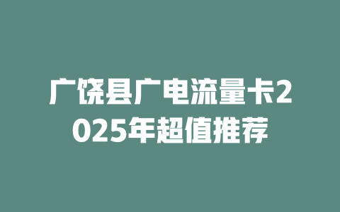 广饶县广电流量卡2025年超值推荐