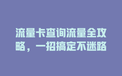 流量卡查询流量全攻略，一招搞定不迷路