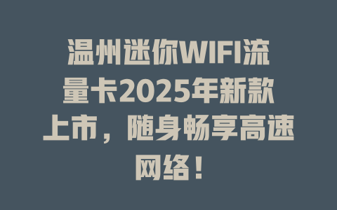 温州迷你WIFI流量卡2025年新款上市，随身畅享高速网络！