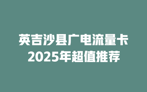 英吉沙县广电流量卡2025年超值推荐