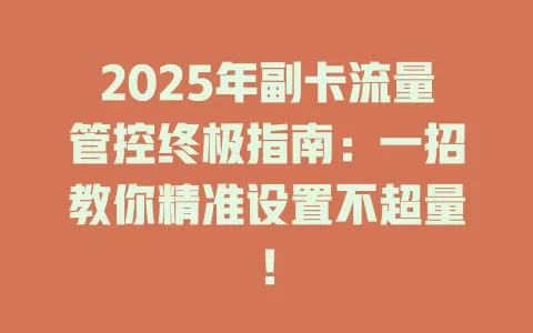 2025年副卡流量管控终极指南：一招教你精准设置不超量！