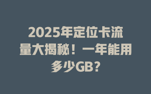 2025年定位卡流量大揭秘！一年能用多少GB？
