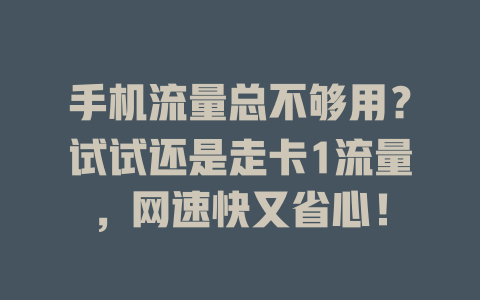 手机流量总不够用？试试还是走卡1流量，网速快又省心！