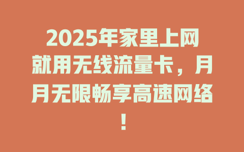 2025年家里上网就用无线流量卡，月月无限畅享高速网络！