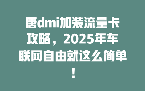 唐dmi加装流量卡攻略，2025年车联网自由就这么简单！