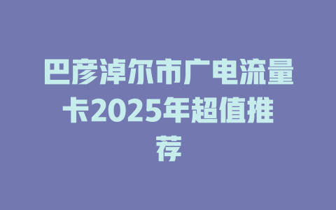 巴彦淖尔市广电流量卡2025年超值推荐