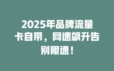 2025年品牌流量卡自带，网速飙升告别限速！