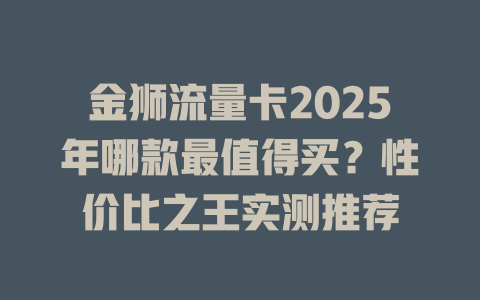 金狮流量卡2025年哪款最值得买？性价比之王实测推荐