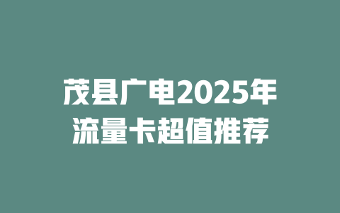 茂县广电2025年流量卡超值推荐