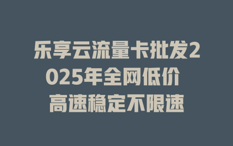 乐享云流量卡批发2025年全网低价 高速稳定不限速