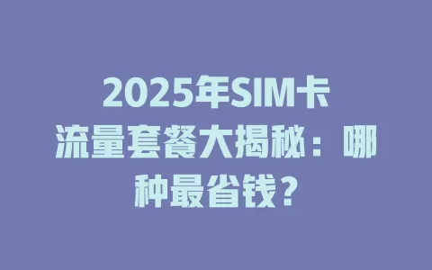 2025年SIM卡流量套餐大揭秘：哪种最省钱？