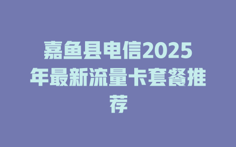 嘉鱼县电信2025年最新流量卡套餐推荐
