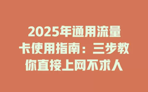 2025年通用流量卡使用指南：三步教你直接上网不求人