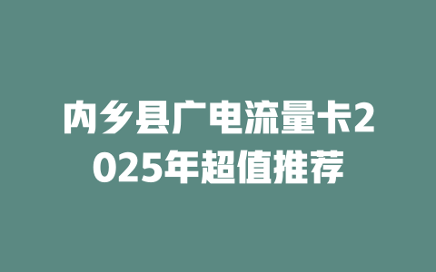 内乡县广电流量卡2025年超值推荐