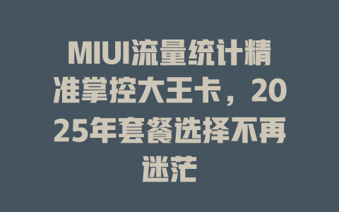 MIUI流量统计精准掌控大王卡，2025年套餐选择不再迷茫