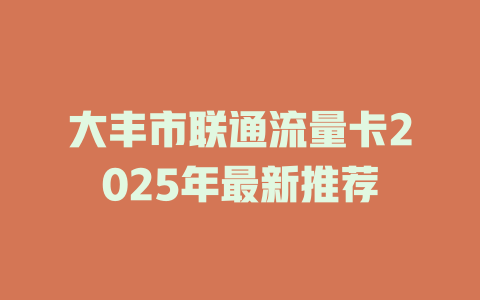 大丰市联通流量卡2025年最新推荐