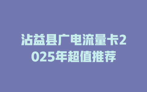 沾益县广电流量卡2025年超值推荐