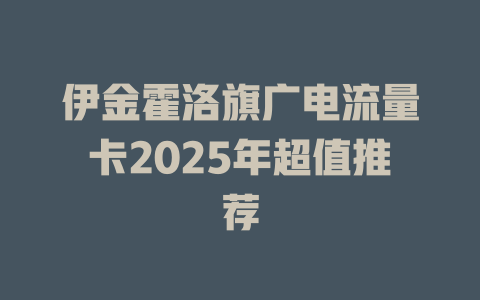 伊金霍洛旗广电流量卡2025年超值推荐