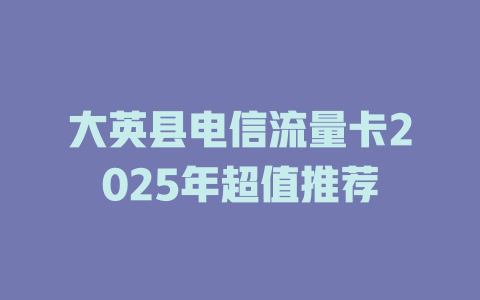 大英县电信流量卡2025年超值推荐
