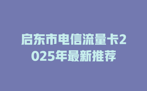 启东市电信流量卡2025年最新推荐