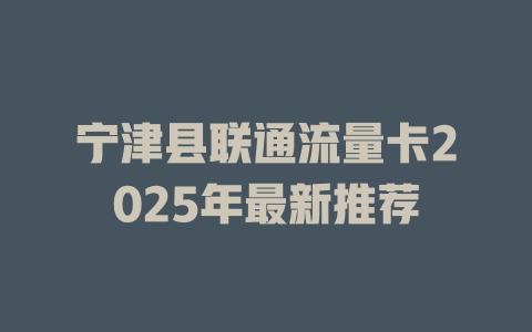 宁津县联通流量卡2025年最新推荐