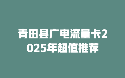 青田县广电流量卡2025年超值推荐