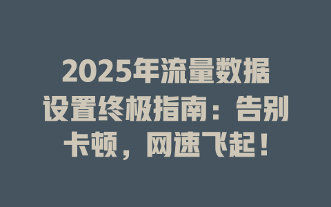 2025年流量数据设置终极指南：告别卡顿，网速飞起！