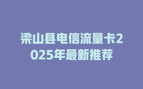 梁山县电信流量卡2025年最新推荐