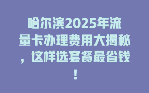 哈尔滨2025年流量卡办理费用大揭秘，这样选套餐最省钱！