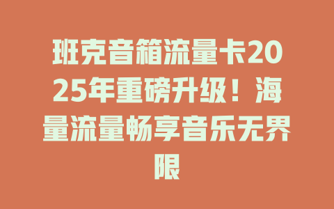 班克音箱流量卡2025年重磅升级！海量流量畅享音乐无界限