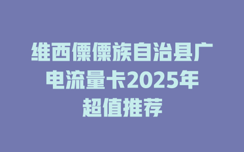 维西僳僳族自治县广电流量卡2025年超值推荐