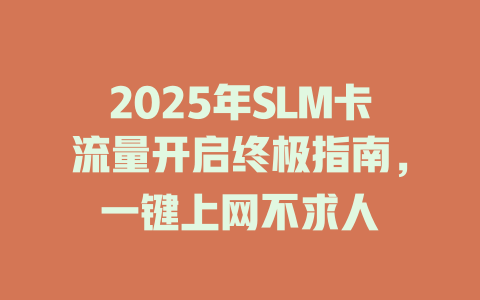 2025年SLM卡流量开启终极指南，一键上网不求人