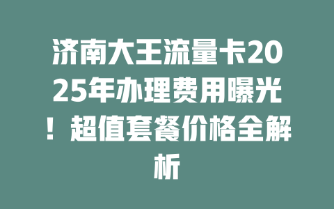 济南大王流量卡2025年办理费用曝光！超值套餐价格全解析
