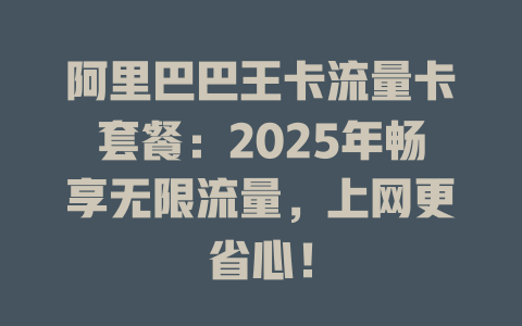 阿里巴巴王卡流量卡套餐：2025年畅享无限流量，上网更省心！