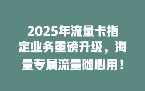2025年流量卡指定业务重磅升级，海量专属流量随心用！