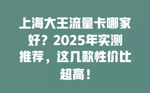 上海大王流量卡哪家好？2025年实测推荐，这几款性价比超高！