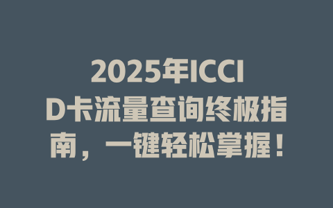 2025年ICCID卡流量查询终极指南，一键轻松掌握！