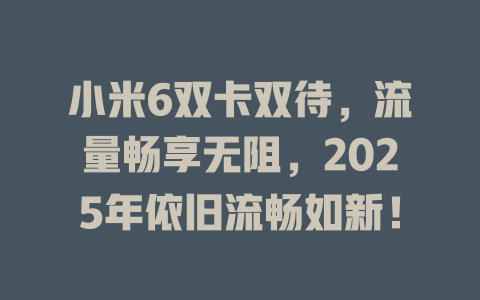 小米6双卡双待，流量畅享无阻，2025年依旧流畅如新！