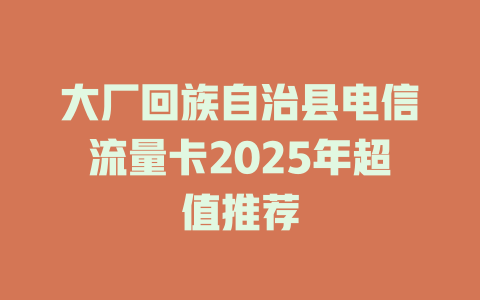 大厂回族自治县电信流量卡2025年超值推荐