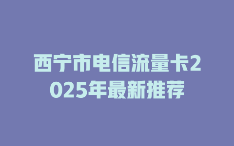 西宁市电信流量卡2025年最新推荐