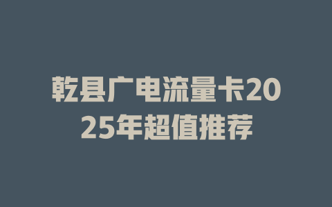 乾县广电流量卡2025年超值推荐