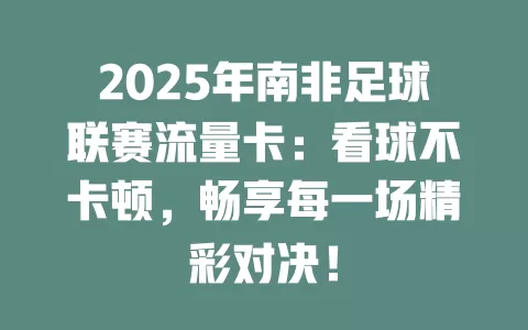 2025年南非足球联赛流量卡：看球不卡顿，畅享每一场精彩对决！