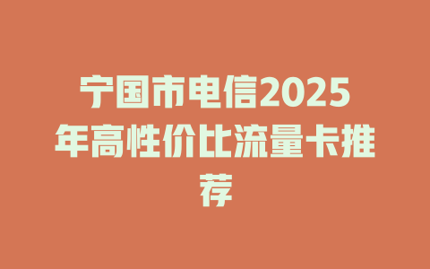 宁国市电信2025年高性价比流量卡推荐