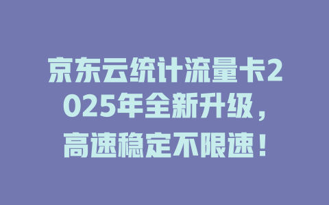 京东云统计流量卡2025年全新升级，高速稳定不限速！
