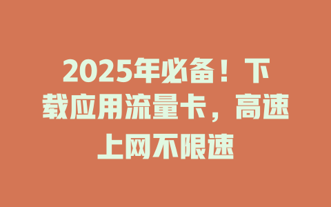2025年必备！下载应用流量卡，高速上网不限速