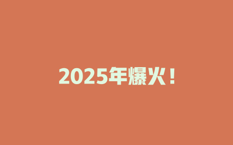 2025年爆火！